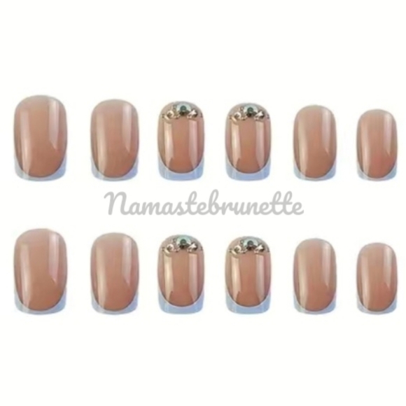 2/$16 Rhinestone Blue French Manicure Press On Nails - Picture 7 of 14